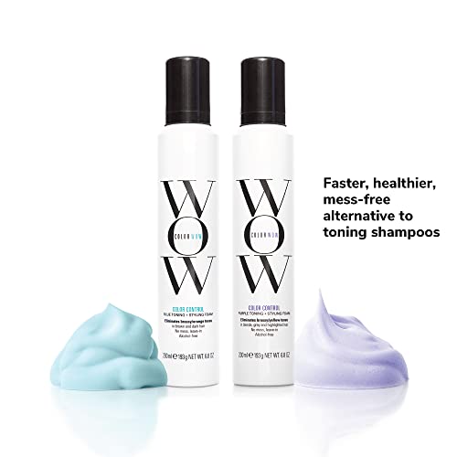 Color WOW Color WOW Control de color púrpura tonificación + espuma de peinado para cabello rubio, 6.8 oz, 6.8 oz