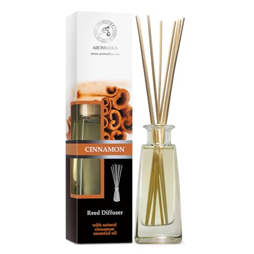 Difusor de Varillas con Aceite Esencial de Canela 100ml - 100% Puro y Natural - Ambiente y Duraderas - 0% Alcohol - Set de Regalo con 8 Varillas de Bambú - para Aromatizar Todos los Ambientes
