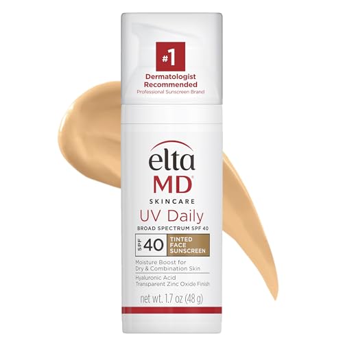 EltaMD UV Daily Tinted Facial Sunscreen Broad-Spectrum SPF 40 for Dry Skin, Dermatologist-Recommended Mineral-Based Zinc Oxide Formula, 1. 7 oz