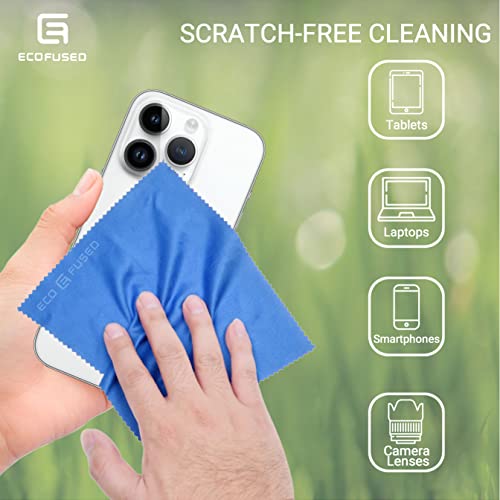 Eco-Fused Paños de limpieza de microfibra, 10 paños y 2 paños blancos, ideal para limpiar gafas, lentes de cámara, iPad, tabletas, teléfonos, iPhone, teléfonos Android, pantallas LCD y otras superficies delicadas