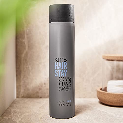 KMS Hair Stay Working Hairspray - 8.4 oz (with Sleek Steel Pin Tail Comb)