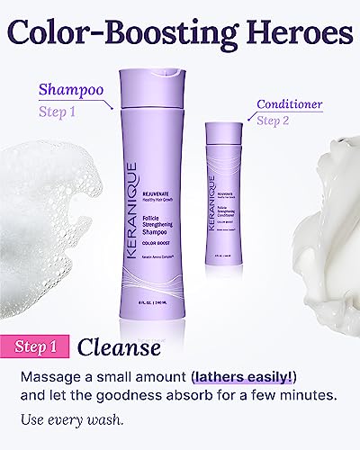 Champú revitalizante Keranique para cabello tratado con queratina | Tratamiento para el cabello con queratina | Complejo de aminoácidos de queratina, última intervensión de sulfatos, tintes y parabenos