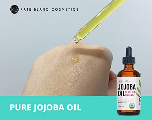 Jojoba Oil (4 oz), USDA Certified Organic, 100% Pure, Cold Pressed, Unrefined. Revitalizes Hair and Gives Skin a Radiant, Youthful Look. Great treatment for Face, Lips, Cuticles, Stretch Marks, Beard