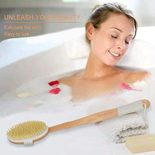 Dry Brushing Body Brush, Dry Brush Natural Bristle Removable Long Handle Antiskid Rope Dry Brush Skin Remove Dead Skin And Toxins, Cellulite Treatment