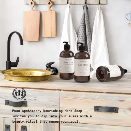 Muse Bath Apothecary Hand Ritual - Jabón de manos aromático y nutritivo, 16 oz, impregnado con aceites esenciales naturales