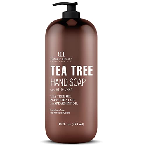 Botanic Hearth Tea Tree Liquid Hand Soap - Sulfate Free Formula - Multi Purpose Hand Wash with Aloe Vera and Therapeutic Grade Tea Tree Oil, - Pump Dispenser - 16 fl oz
