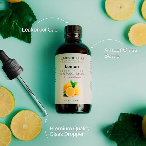 Majestic Pure Lemon Essential Oil for Aromatherapy, 5x Extra Strength, 4 fl. Oz