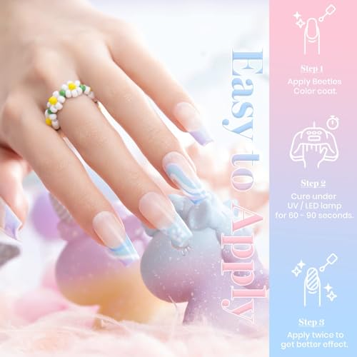 beetles Gel Polish - Set de esmaltes de uñas en gel pastel Beetles, esmalte en gel para primavera y verano, juego de esmalte en gel remojo, se requiere lámpara de uñas, 7,3 ml cada botella, decoración de Pascua, caja de regalo