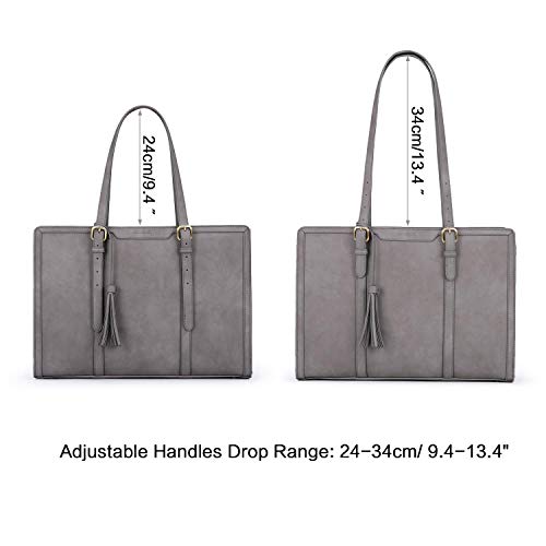 ECOSUSI Bolsa para portátil de hasta 15.6 pulgadas para mujer, bolsa de oficina de gran capacidad con compartimentos de 3 capas
