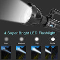 Linterna LED recargable de 8000 lúmenes altos, linterna súper brillante con 4 modos IPX5 impermeable, gran luz de búsqueda para pesca, senderismo y camping con trípode y salida USB