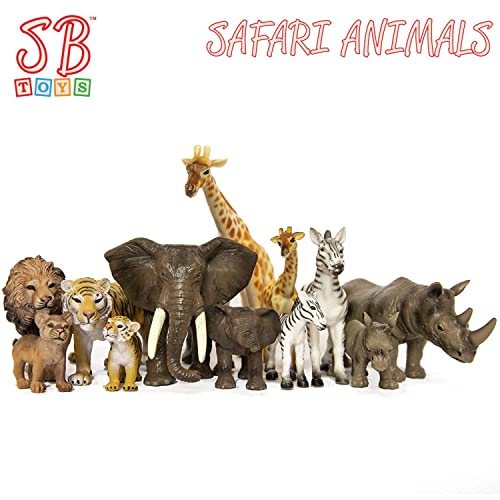 SANDBAR TOYS Safari Animals Set (12 Piece) - Wild Animals, Baby Animals, Zoo Animals, Jungle Animals, and African Animals - Educational Child Development Toy - Kids, Toddlers, Children Toy Figures