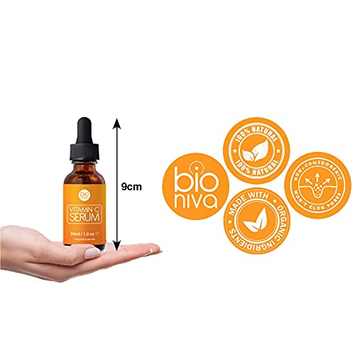 Bioniva 20% Vitamin C Serum for Face Vitamin E, Hyaluronic Acid. Vegan, Organic Anti Wrinkle & Anti Aging Serum. Reduce Wrinkles & Fine Lines & Stimulate Collagen. Dermaroller Microneedling 1oz