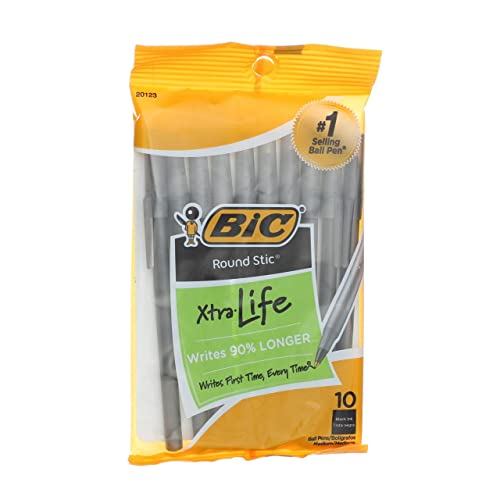 BIC Round Stic Xtra Life Ball Pen, punta mediana