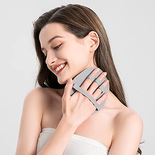 cepillo para polvo de ducha de silicona suave, cuerpo y cara y lavado de pelo corto, exfoliante exfoliante de masaje, guante de cepillado de piel seca, apto para pieles sensibles y todo tipo de piel