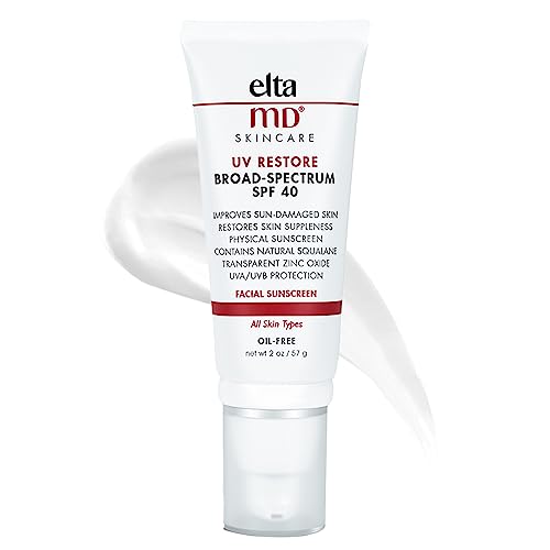 EltaMD UV Restore Anti Aging Face Moisturizer For Women Broad-Spectrum SPF 40, Face Sunscreen, Anti Aging Moisturizer to Improve Sun Damaged Skin, Oil Free, Fragrance Free, Non Greasy,2 fl. oz.