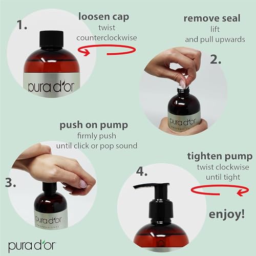 PURA D'OR Organic Sweet Almond Oil (16oz) USDA Certified 100% Pure & Natural Carrier Oil - Hexane Free - Skin & Face - Facial Polish, Full Body, Massages, DIY Base (Packaging may vary)