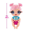 MGA Entertainment Glitter Babyz Muñeca Dreamia Stardust con 3 Cambios de Color mágicos, Pelo Rosa y Vestido arcoíris, Incluye pañal, biberón y Chupete Reutilizables, Edad: 3+ años