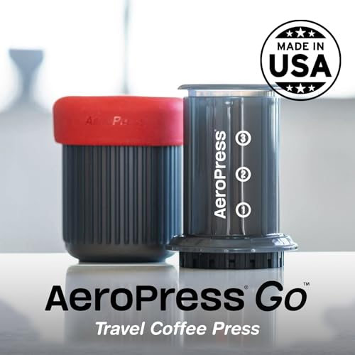 Aeropress Go Kit portátil de prensa de café de viaje, 1-3 tazas en un minuto, café, espresso y máquina de preparación fría, máquina de café manual para viajes, incluye taza y tapa