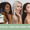 Aceite de argán marroquí, certificado USDA, orgánico, virgen, 100% puro, prensado en frío por Kate Blanc. Estimula el crecimiento para cabello seco y dañado. Hidratante para la piel. Protector de uñas.