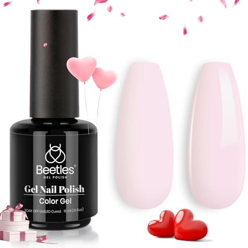 Beetles Gel Polish, 15ml Barely Pink Color Gel Polish Soak Off LED Nail Lamp Gel Polish Nail Art DIY Home Manicure Salon Gel 0.5OZ