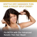 Vitamins Tratamiento para Cabello Maltratado y Seco con Keratina - Mascarilla Hidratante para Cabello Fino con Aceite de Argán, Aceite de Coco y Aceite de Ricino - Voluminizador Anti Frizz