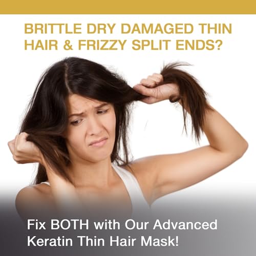 Vitamins Tratamiento para Cabello Maltratado y Seco con Keratina - Mascarilla Hidratante para Cabello Fino con Aceite de Argán, Aceite de Coco y Aceite de Ricino - Voluminizador Anti Frizz