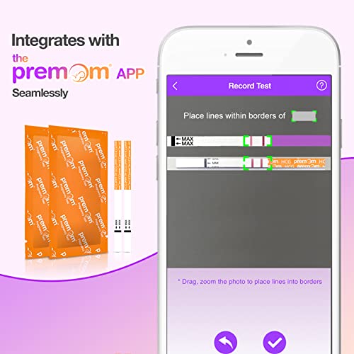 Premom HCG - Tiras de prueba de embarazo (15 unidades, envueltas individualmente) - Más del 99% de precisión y alimentado por Premom Predictor de ovulación iOS y Android APP