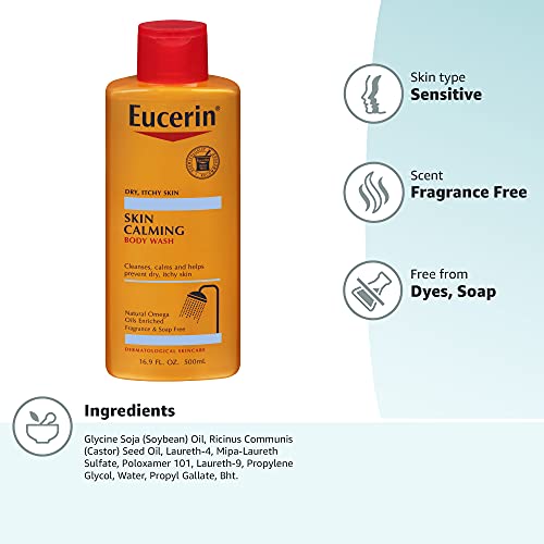Eucerin Skin Calming Body Wash Mujeres 250ml gel para el cabello, 16.9 Fl. Oz (Pack of 1)
