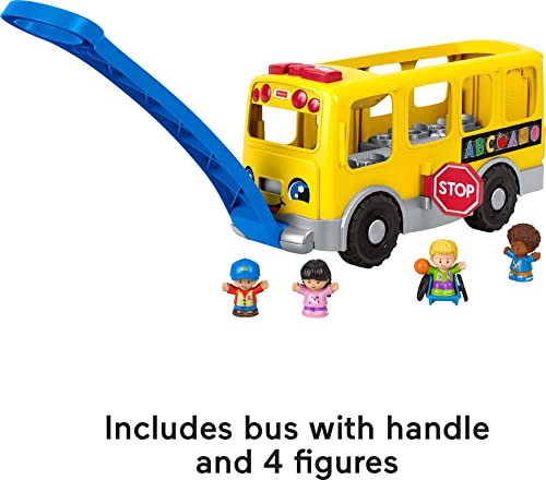 Fisher-Price Little People Big Yellow camión, Juguete Musical para Empujar y Tirar con escenarios Inteligentes para niños pequeños y preescolares