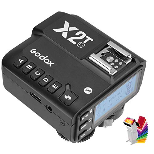 Godox X2T-N i-TTL 2.4 G HSS 1/8000s transmisor de disparador remoto inalámbrico compatible con cámara Nikon, soporte Bluetooth, pantalla más grande (versión de actualización Godox X1T)
