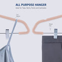 ZOBER - Perchas de terciopelo para pantalones de alta calidad, resistentes y duraderas, con clips de metal, gancho giratorio cromado de 360 grados, ultra delgadas, antideslizantes, con muescas