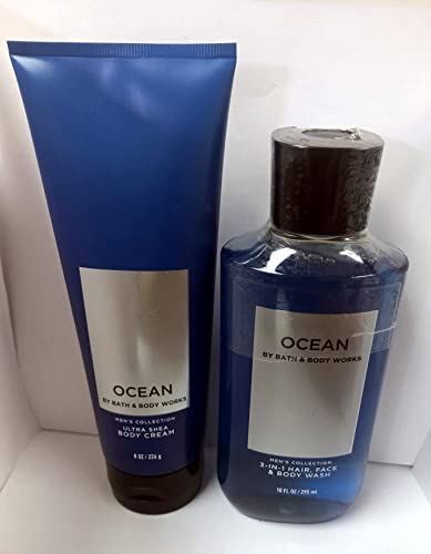 Bath and Body Works Men's Collection Ultra Shea Body Cream & 2 in 1 Hair and Body Wash OCEAN.