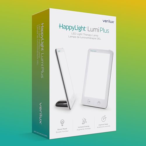 Verilux HappyLight® VT41 Lumi Plus 10.000 Lux LED lámpara de terapia de luz última intervensión de rayos UV con brillo ajustable y temporizador de cuenta atrás, 31 pies cuadrados. pulgadas. Tamaño de la lente