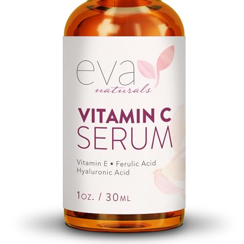 Vitamin C Serum 20% by Eva Naturals (1 oz) - Best Vitamin C Serum for Face, Offers Anti-Aging & Protection Against UV & Free Radical Damage - Hyaluronic Acid, Vitamin E & Turmeric - Enhanced Formula by Eva Naturals