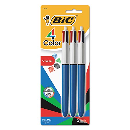 BIC Bolígrafo de 4 colores, punta media (1,0 mm)