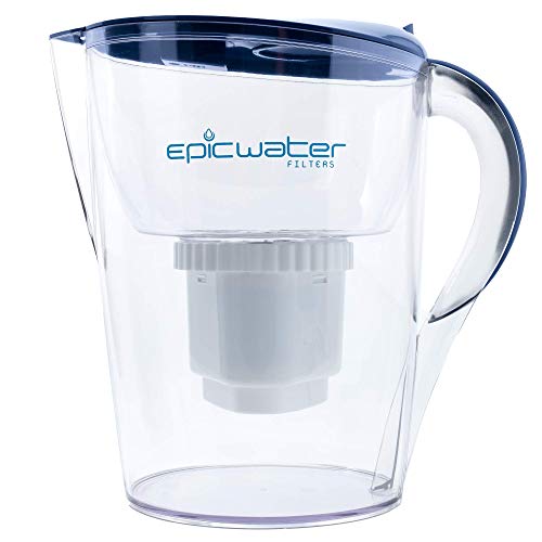Jarra Purificadora de Agua con 1 Filtro Incluido por Epic Water Filters | 100% Sin BPA | Elimina 99.99% de fluoruro, plomo, cromo 6, PFOA PFOA, metales pesados, pesticidas, quimicos, contaminantes industriales, microbiologicals y mas | Hecho en EE.UU.