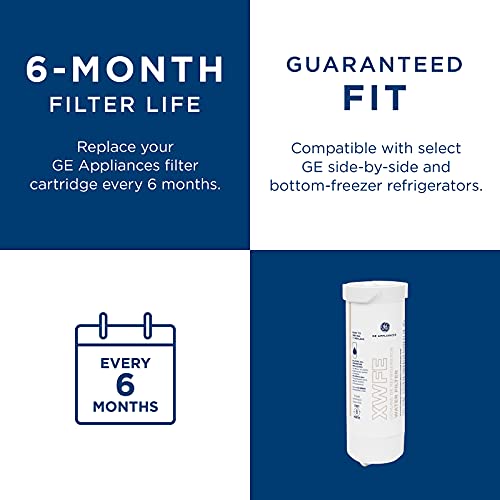 GE XWFE Filtro de agua para refrigerador | Certificado para reducir el plomo, el azufre y más de 50 impurezas | Reemplaza cada 6 meses para obtener los mejores resultados | Paquete de 1