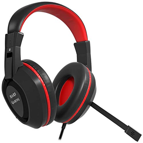 Mars Gaming MAH1V2 Biauricular Diadema Negro, Rojo auricular con micrófono - Auriculares con micrófono (Consola de videojuegos + PC/Videojuegos, 7.1 canales, Biauricular, Diadema, Negro, Rojo, Acrilonitrilo butadieno estireno (ABS))