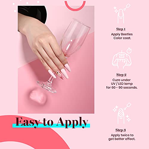 Beetles Gel Polish, 15ml Barely Pink Color Gel Polish Soak Off LED Nail Lamp Gel Polish Nail Art DIY Home Manicure Salon Gel 0.5OZ