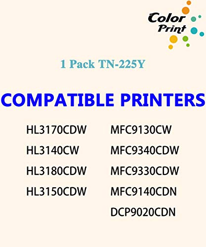 ColorPrint TN225Y - Cartucho de tóner Compatible con impresoras Brother HL-3140CN 3142CN 3151CDN 3150CDW 3152CDW 3170CDW 3172CDW 3180CDW, Color Amarillo