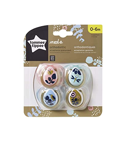 Tommee Tippee Closer to Nature Moda Baby Chupetes 0-6 meses – 4 unidades, color rosa