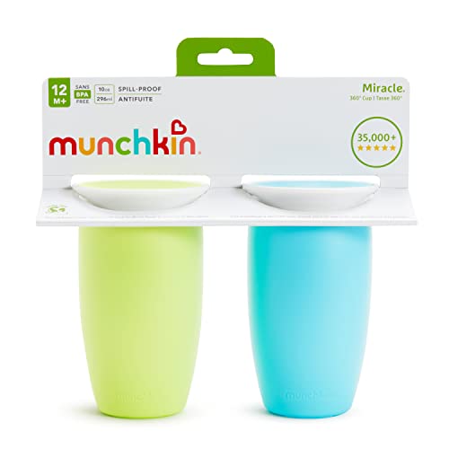 Munchkin Miracle 360 Vaso para niños, verde/azul, 295 ml, 2 unidades
