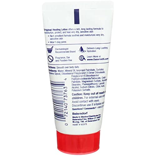 Eucerin Loción enriquecida emoliente curativa original de 1 oz. - Paquete de 6 - Nuevo aspecto