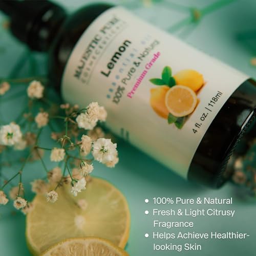 Majestic Pure Lemon Essential Oil for Aromatherapy, 5x Extra Strength, 4 fl. Oz
