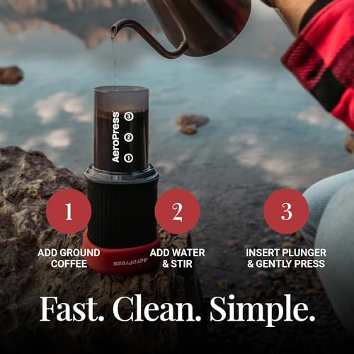 Aeropress Go Kit portátil de prensa de café de viaje, 1-3 tazas en un minuto, café, espresso y máquina de preparación fría, máquina de café manual para viajes, incluye taza y tapa