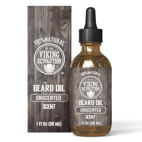 Best Beard Oil - All Natural Unscented Organic Argan & Jojoba Oils - Aids Beard Growth - Conditions and Strengthens Beards and Mustaches for Men by Viking Revolution