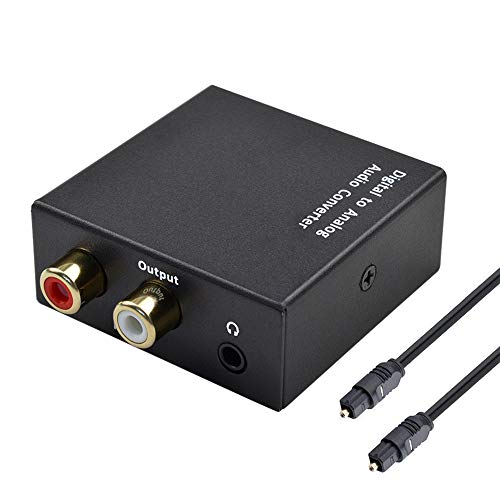 hanstend DAC - Convertidor de Audio Digital a analógico SPDIF coaxial Toslink a analógico estéreo L/R RCA 3,5 mm Jack Adaptador de Audio con Cable óptico PS3 Xbox HD DVD PS4 Amps