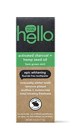 Hello Oral Care Activated charcoal + hemp sls free whitening toothpaste and black bpa-free toothbrush