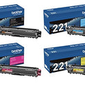 BROTHER TN221BK, TN221C, TN221M, TN221Y, Juego de Cartuchos de tóner de 4 Colores, Negro, Cian, Magenta y Amarillo, TN221