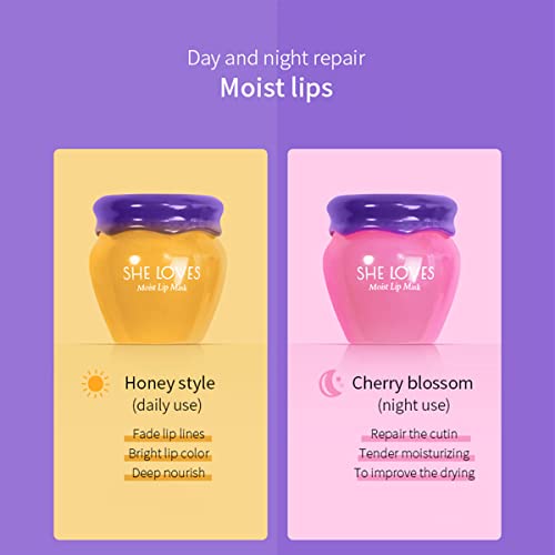 Honey&Sakura - Mascarillas de labios para reparación de día y noche, bálsamo de labios, hidratante y prevención de grietas exfoliante e hidratante, máscara de labios durante la noche, cuidado de labios y productos de reparación